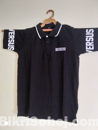 New Versace design printed polo shirt black color